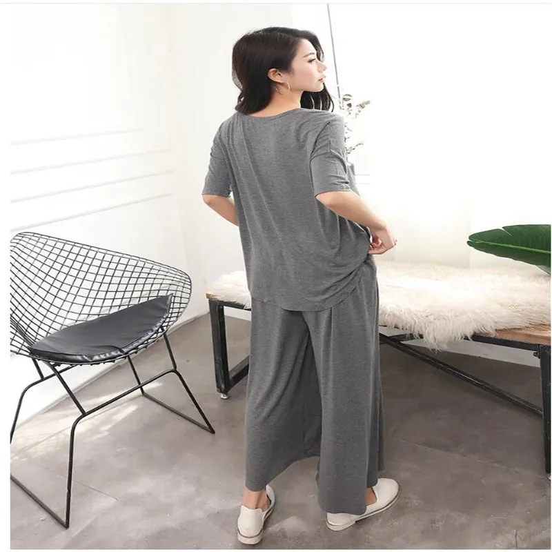 Женская пижама комплект Twopiece осенняя широкая свободная Ночная одежда домашняя