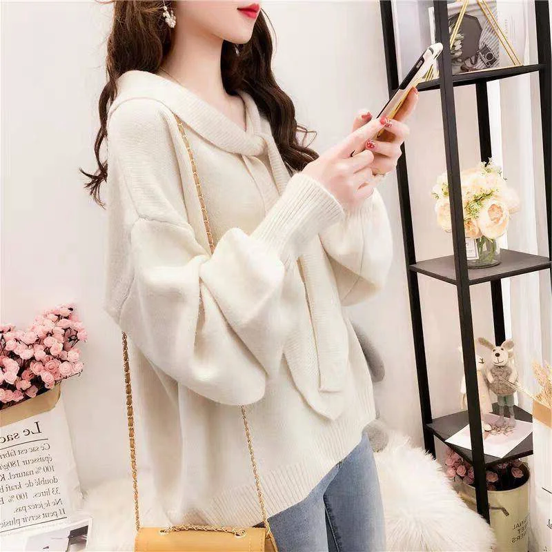 Зимняя одежда, Женский вязаный Топ в Корейском стиле, свитер на завязках, женский свободный Универсальный пуловер, Женский пуловер
Зимняя одежда, Женский вязаный Топ в Корейском стиле, свитер на завязках, женский свободный Универсальный пуловер, Женский пуловер