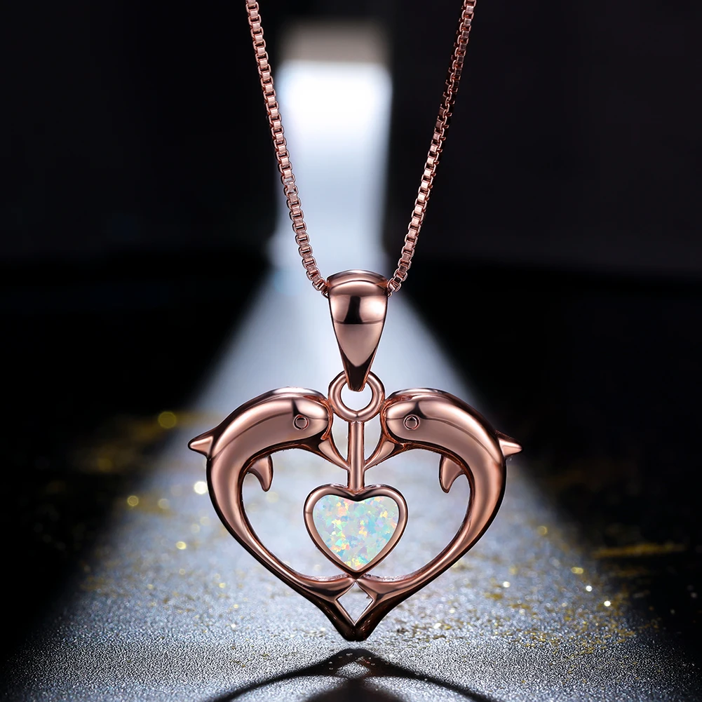 Rose Gold Necklace for Women Box Chain with Double Dolphin Heart Animal Pendant Blue White Opal Stone Mother Neck Jewelry Charm
Rose Gold Necklace for Women Box Chain with Double Dolphin Heart Animal Pendant Blue White Opal Stone Mother Neck Jewelry Charm