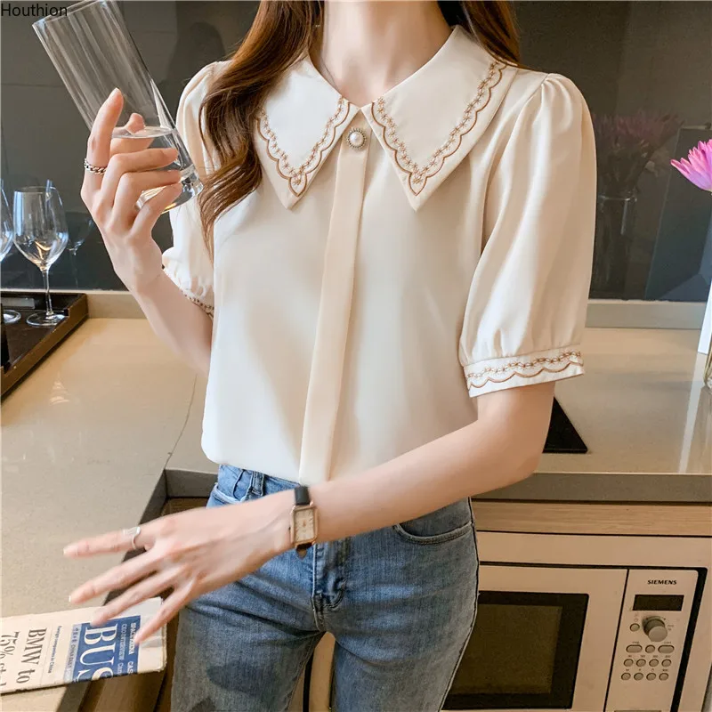 Autumn New Women's Blouses Doll Collar Shirt Short Sleeve Tops Solid Color Blouse Girl Chiffon Casual Fashion Lady Loose
Autumn New Women's Blouses Doll Collar Shirt Short Sleeve Tops Solid Color Blouse Girl Chiffon Casual Fashion Lady Loose