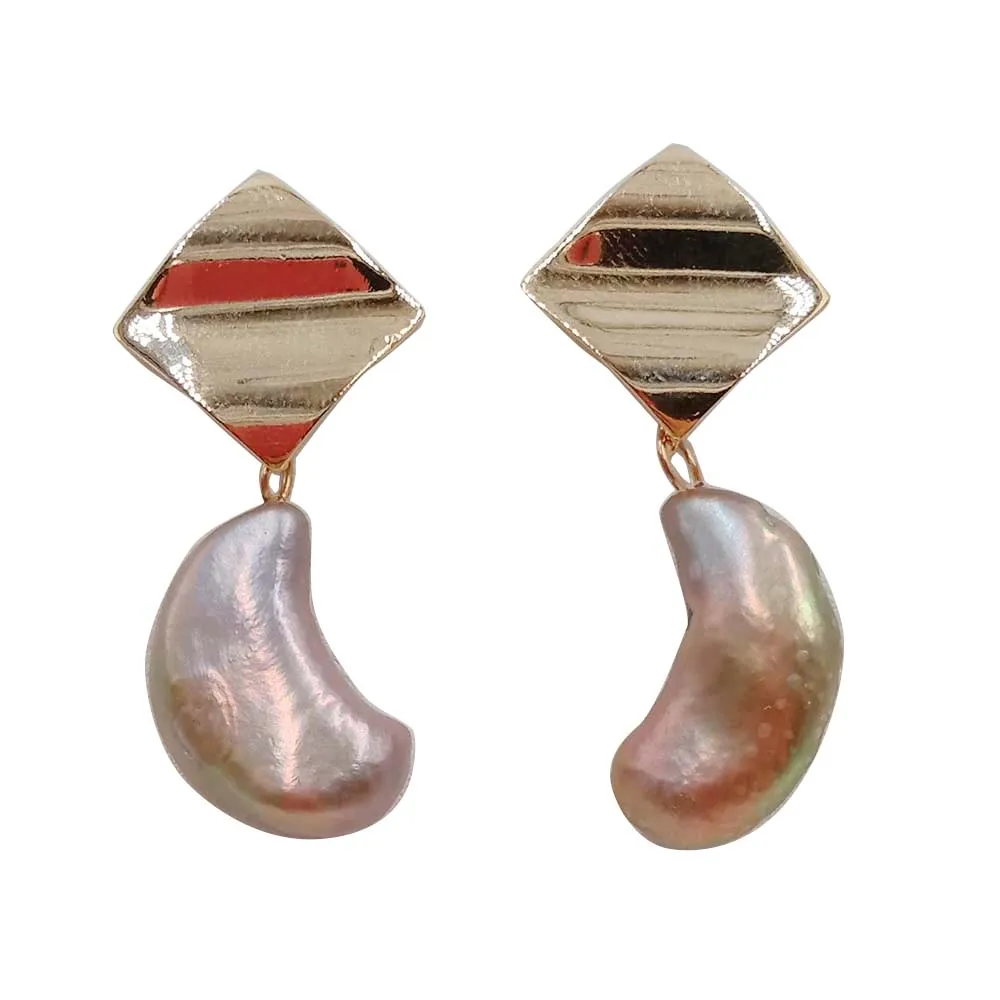 

new fashion real PEARL EARRING,100% nature moon shape baroque freshwater pearl,about 11x19 mm,925 silver hook