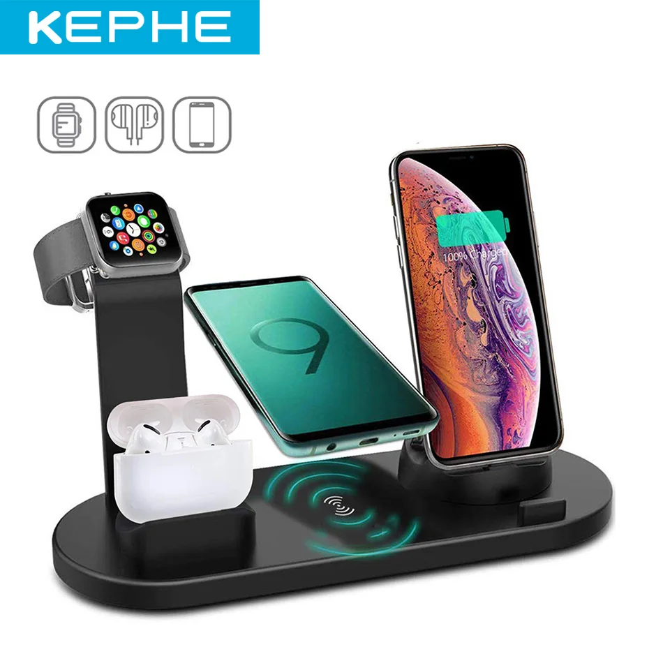 Зарядная подставка KEPHE 4 в 1 для iPhone 11 Pro X XS Max XR 8 Airpods Apple Watch | Мобильные телефоны и