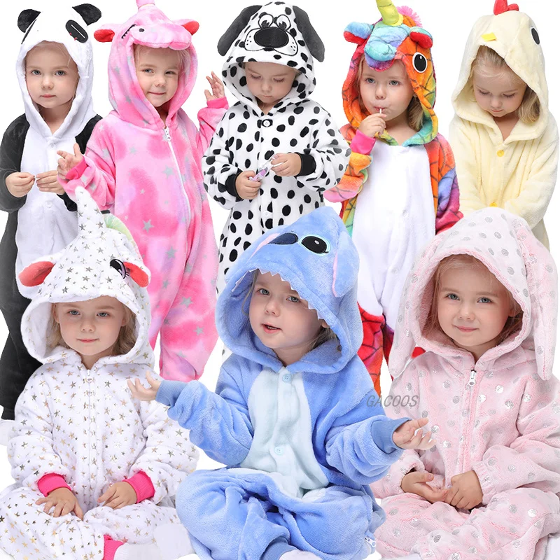 Kigurumi/Детские пижамы с единорогом для маленьких девочек Одежда сна Фланелевые