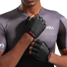 BOODUN Cycling Half-Finger Riding Gloves Superfine Velvet Anti-Skid Belt Velcro Sports Fitness Easy-To-Take Off Gloves