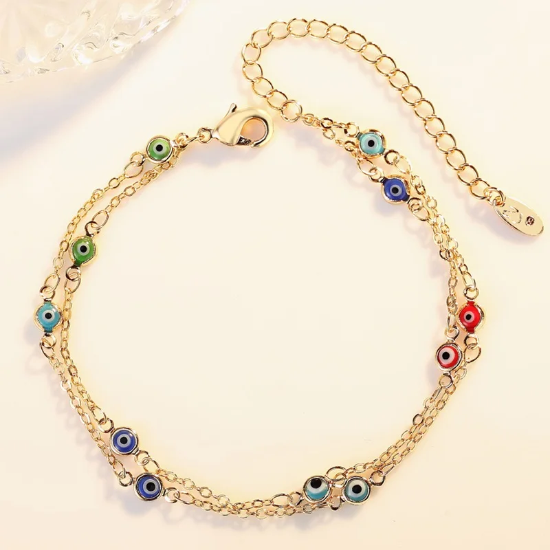 OMHXZJ Wholesale JL19 European Fashion Fine Woman Girl Party Birthday Wedding Gift Two Layers Eye 18KT Gold Chain Beach Anklet
OMHXZJ Wholesale JL19 European Fashion Fine Woman Girl Party Birthday Wedding Gift Two Layers Eye 18KT Gold Chain Beach Anklet