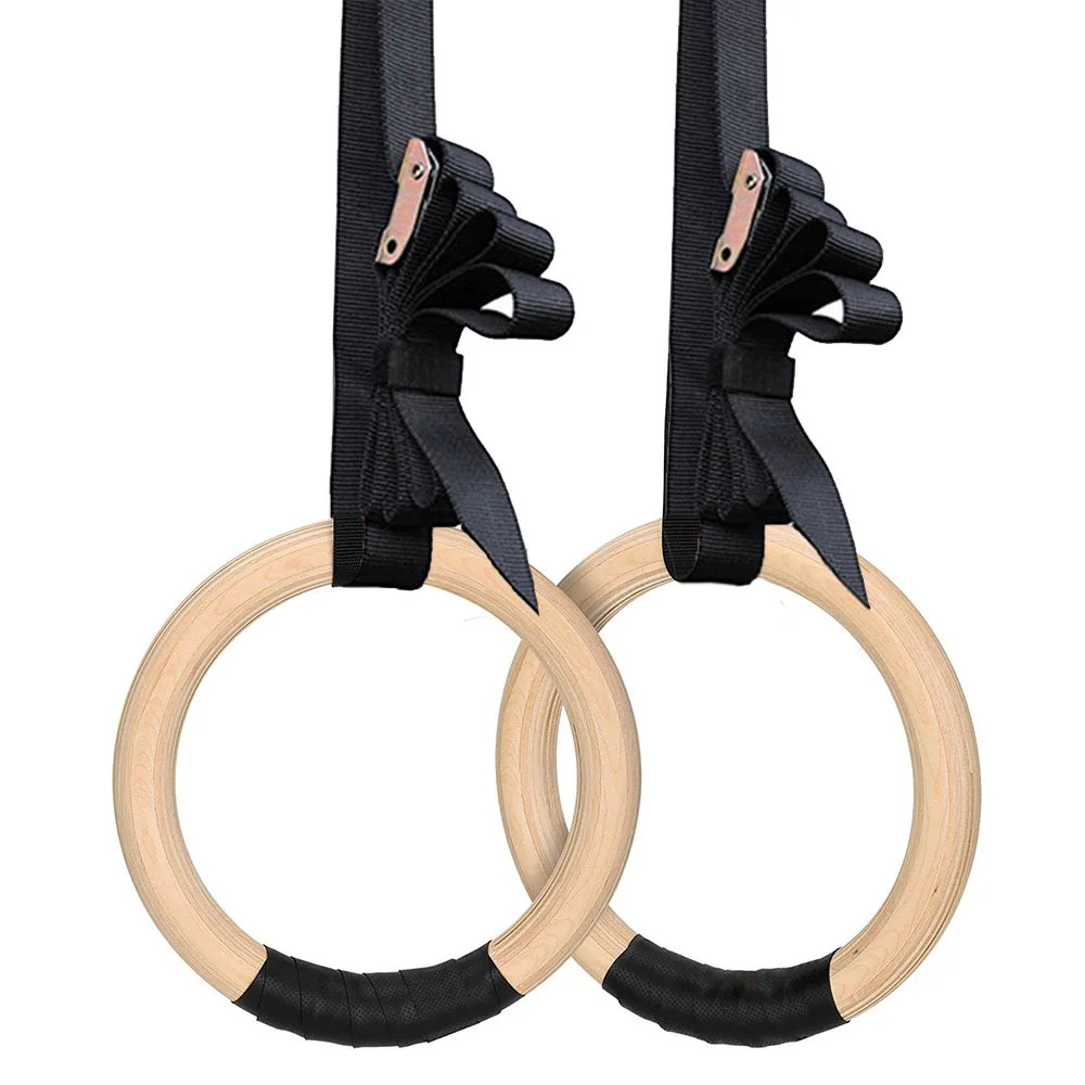 Sports Wood Gymnastic Rings with Adjustable Buckle Straps Anti-slip belt for Strength Training Home Gym Full Body Workout
Sports Wood Gymnastic Rings with Adjustable Buckle Straps Anti-slip belt for Strength Training Home Gym Full Body Workout