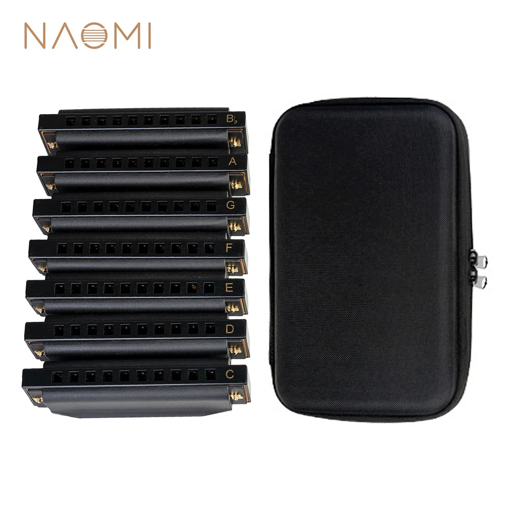NAOMI Piedmont Blues Harmonica Harp Set of 7 (G, A, Bb, C, D, E, F Keys) 10 Holes with Zippered Carrying Case
NAOMI Piedmont Blues Harmonica Harp Set of 7 (G, A, Bb, C, D, E, F Keys) 10 Holes with Zippered Carrying Case