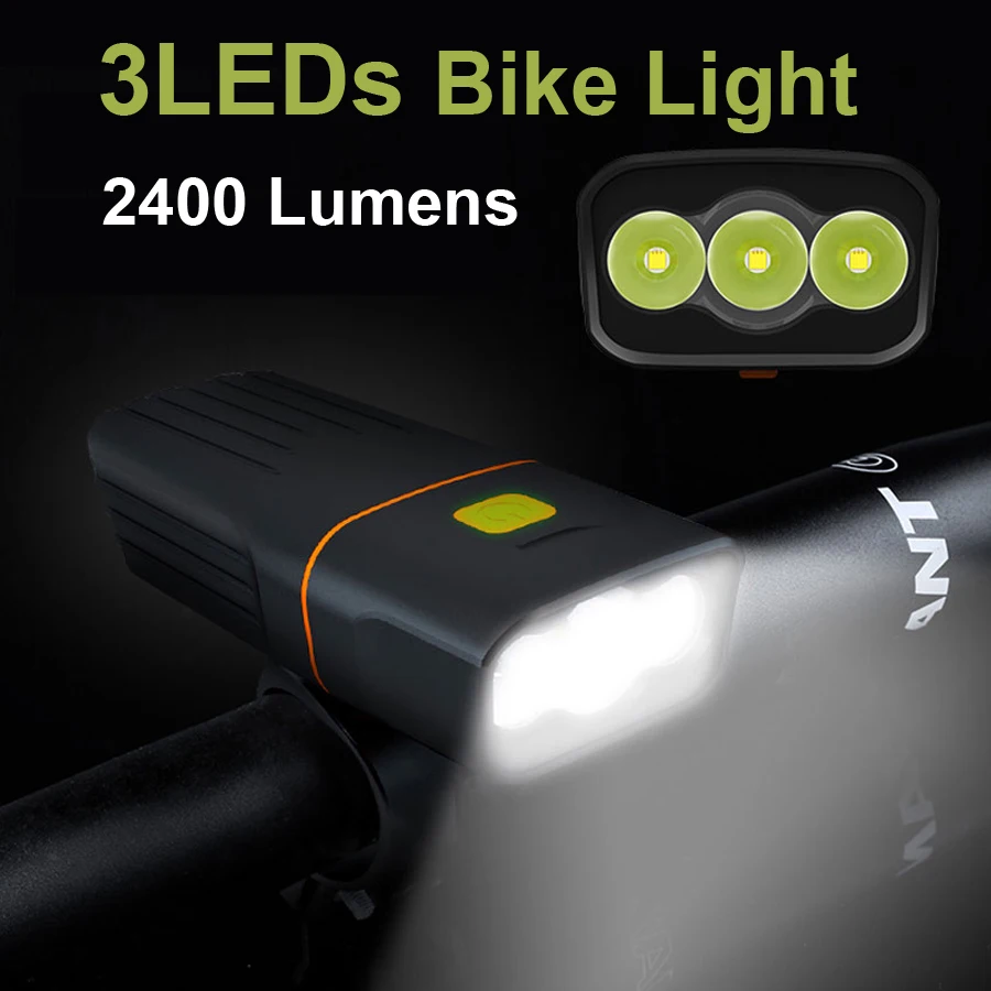 

5200 мАч Велосипедный фонарь Передний задний комплект L2 / T6 2400 LM USB Перезаряжаемая велосипедная фара Водонепроницаемый велосипедный фонарик А...