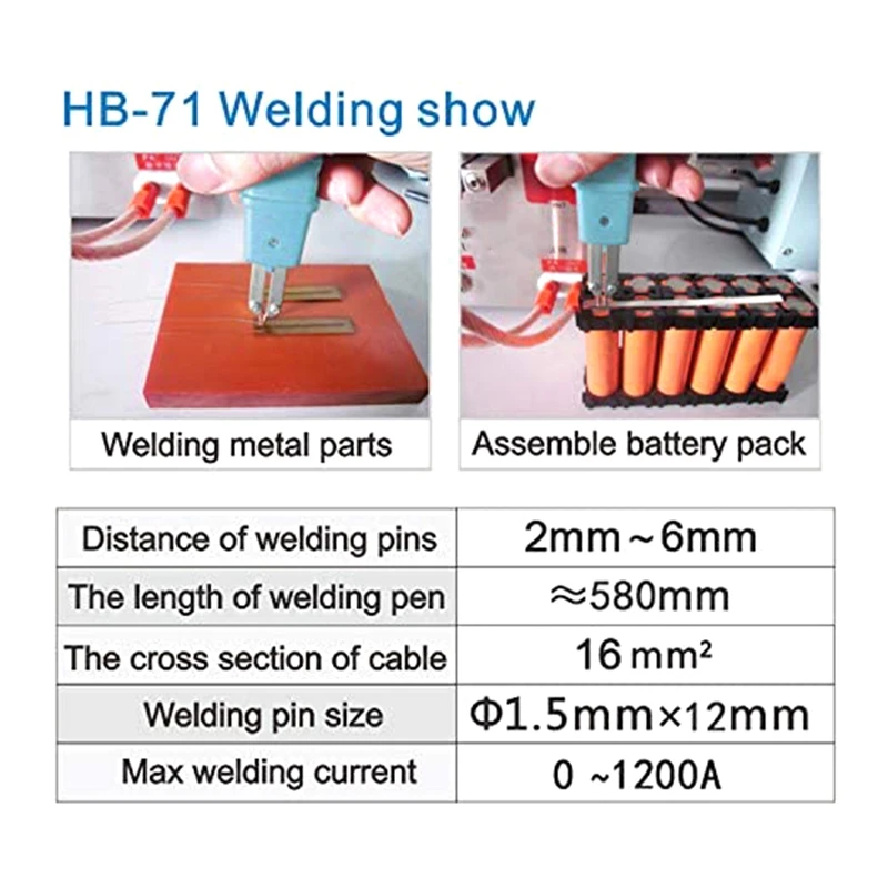 Spot Welding Pen, High Power Spot Welding Pen for Power Battery Packs HB-71A 1900W with Hex Wrench, Connection Tablets
Spot Welding Pen, High Power Spot Welding Pen for Power Battery Packs HB-71A 1900W with Hex Wrench, Connection Tablets