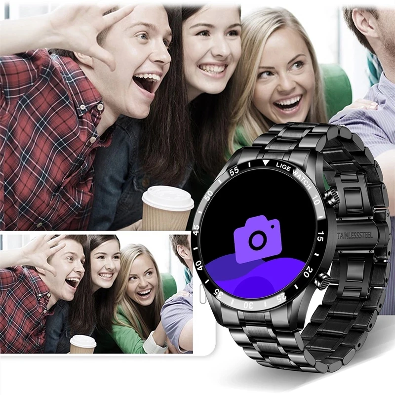 LIGE Full Touch Screen Smart Watch Sports Bluetooth Call Watch Blood Pressure Monitor Message Reminder Business Smartwatch Men
LIGE Full Touch Screen Smart Watch Sports Bluetooth Call Watch Blood Pressure Monitor Message Reminder Business Smartwatch Men