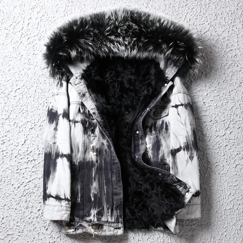 Men's Coat Parka Real Raccoon Fur Collar Winter Jacket Men Wool Liner Denim Jackets Plus Size Parkas wpDD1801 KJ1409
Men's Coat Parka Real Raccoon Fur Collar Winter Jacket Men Wool Liner Denim Jackets Plus Size Parkas wpDD1801 KJ1409