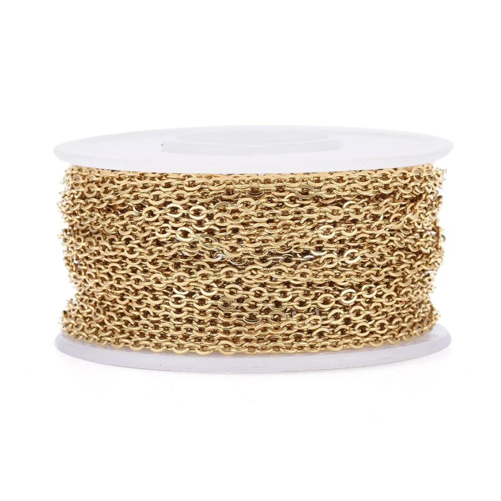 10m/roll Golden Vacuum Plating Stainless Steel Cable Chains Flat Oval Link Chains for Jewelry Making Material Findings
10m/roll Golden Vacuum Plating Stainless Steel Cable Chains Flat Oval Link Chains for Jewelry Making Material Findings