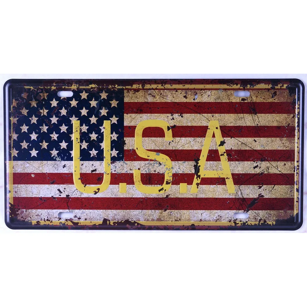 

Американский флаг, номерной знак для автомобиля, винтажные металлические жестяные знаки, Настенный декор, плакат для бара, паба, клуба, мужс...