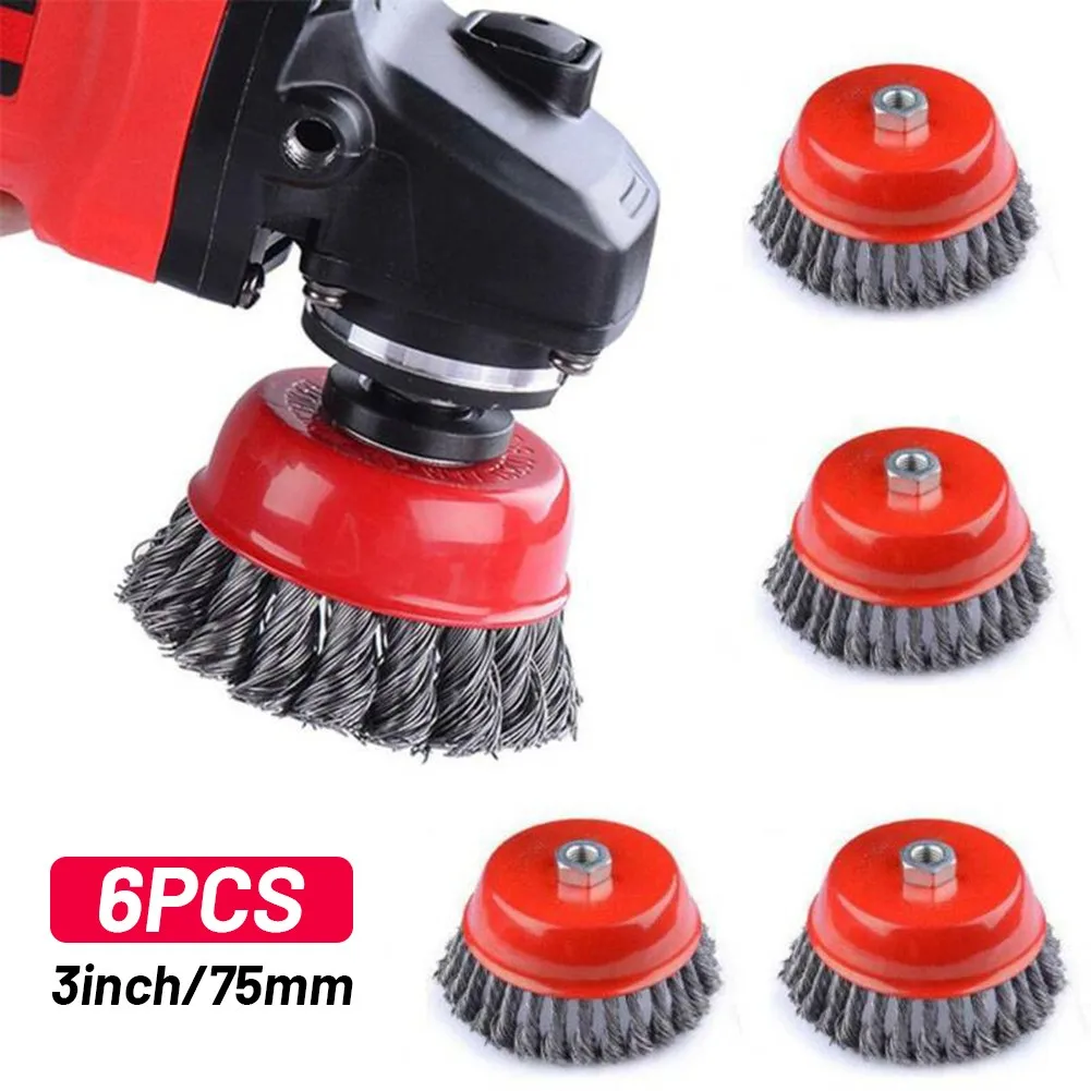 6pcs 75mm 3 Inch Cup Brush Angle Grinder For Flex Wire Brush Bevel Brush M14 Thread Grinding Polishing Wheel
6pcs 75mm 3 Inch Cup Brush Angle Grinder For Flex Wire Brush Bevel Brush M14 Thread Grinding Polishing Wheel