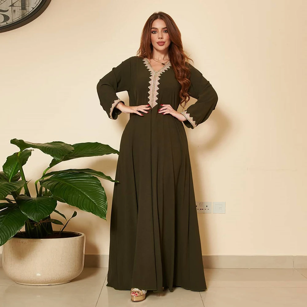 Embroidery Appliques Moroccan Caftan Galabia Dubai Turkish Abaya Crepe Arabic Muslim Dress for Women Islam Modest Robe Ramadan
Embroidery Appliques Moroccan Caftan Galabia Dubai Turkish Abaya Crepe Arabic Muslim Dress for Women Islam Modest Robe Ramadan