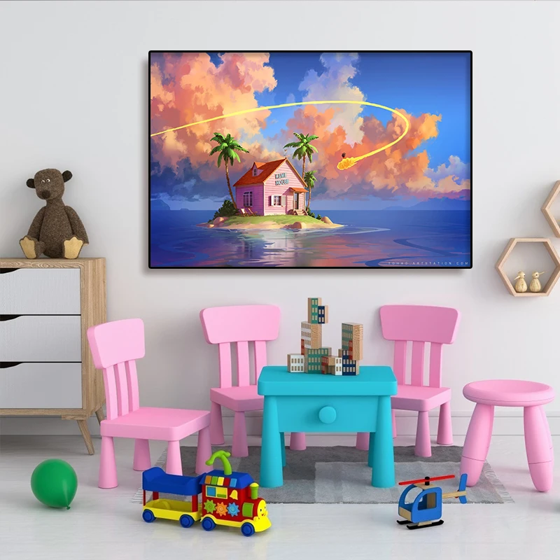 Kame House Canvas Painting On The Wall Art Cartoon Landscape Poster Kids Bedroom Decor Pictures for Living Room Interior
Kame House Canvas Painting On The Wall Art Cartoon Landscape Poster Kids Bedroom Decor Pictures for Living Room Interior