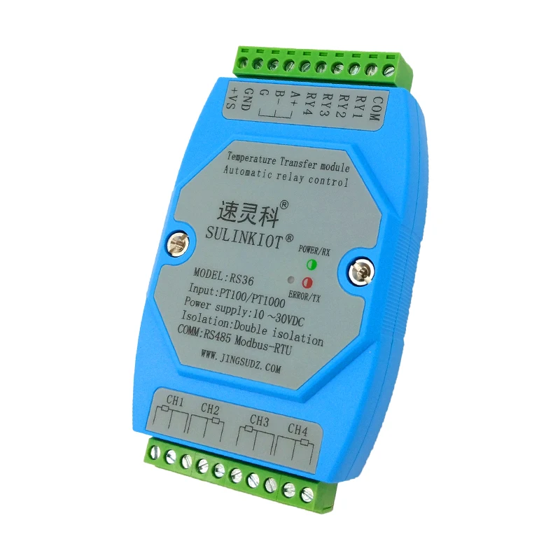Industrial 4-way PT100 Temperature Transmitter PT1000 Acquisition Module Four-relay Output Temperature Control Alarm RS36
Industrial 4-way PT100 Temperature Transmitter PT1000 Acquisition Module Four-relay Output Temperature Control Alarm RS36