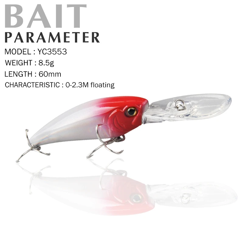 Fishing Lure 60mm/8.5g 0-2.3M FLOATING 3D Eyes Fishing Tackle Shad Minnow Hard Baits Crankbait Wobblers Fishing
Fishing Lure 60mm/8.5g 0-2.3M FLOATING 3D Eyes Fishing Tackle Shad Minnow Hard Baits Crankbait Wobblers Fishing