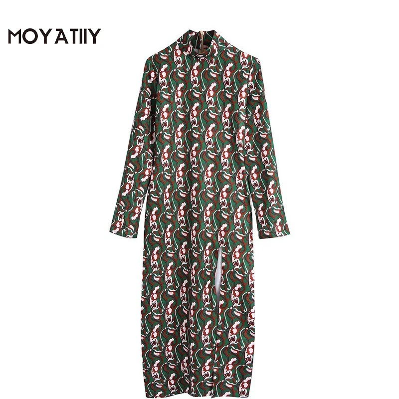 MOYATIIY Women 2021 Fashion Front Slit Midi Dress Retro Irregular Pattern Print Dresses Back Zipper Long Sleeve Female Vestidos
MOYATIIY Women 2021 Fashion Front Slit Midi Dress Retro Irregular Pattern Print Dresses Back Zipper Long Sleeve Female Vestidos