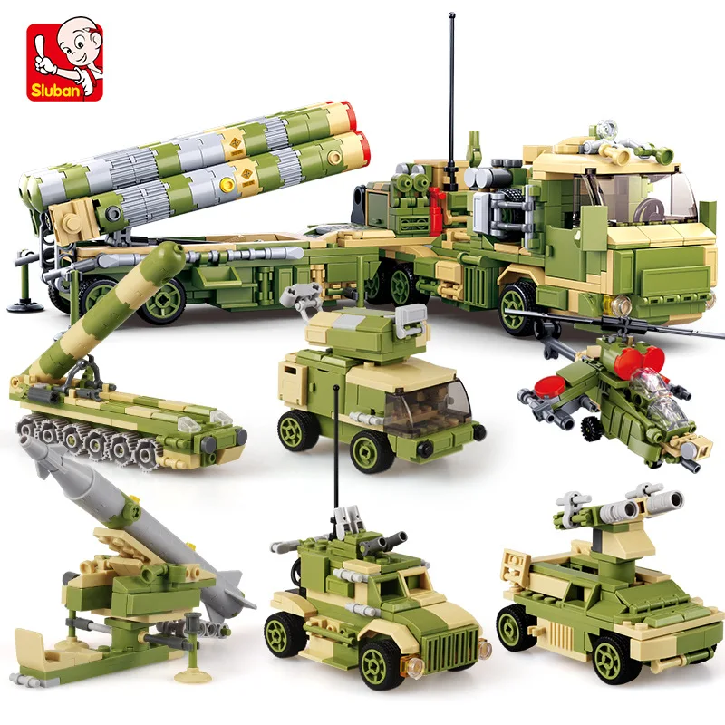 710PCS SLuban 6 In 1 Missile Launcher, Boy, Military Assembling Building Blocks, Toy Gift
710PCS SLuban 6 In 1 Missile Launcher, Boy, Military Assembling Building Blocks, Toy Gift