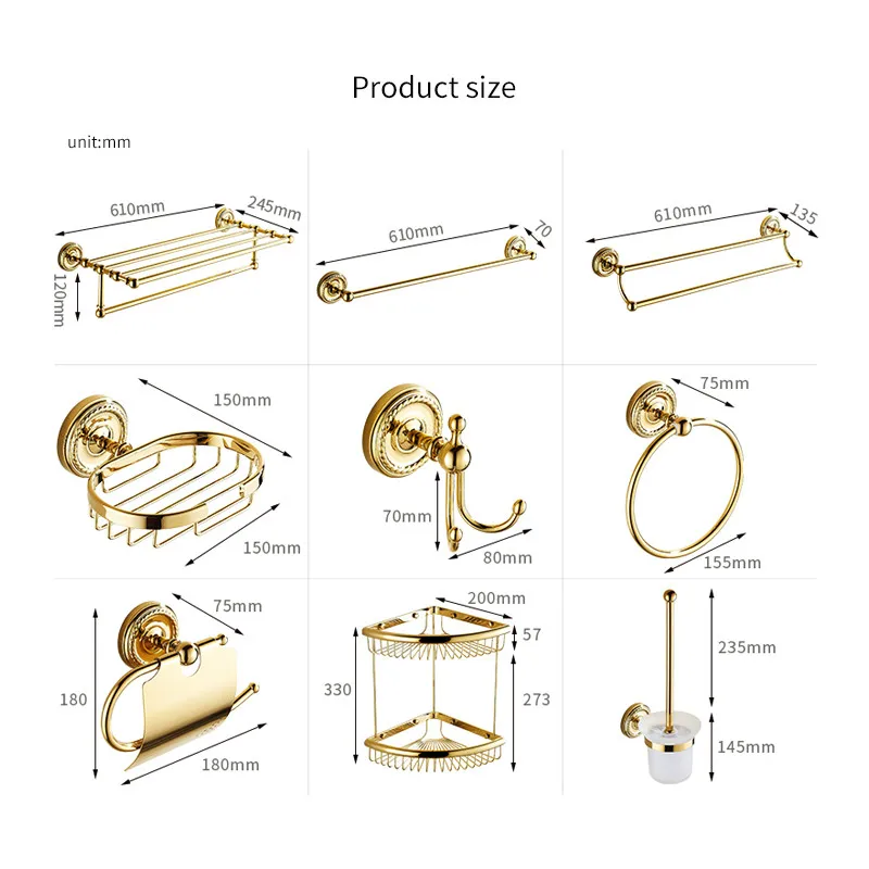 ZGRK Bathroom Accessories Golden Toilet Paper Holder Towel Rack Tissue Holder bathroom fixtures Bath Hardware Set
ZGRK Bathroom Accessories Golden Toilet Paper Holder Towel Rack Tissue Holder bathroom fixtures Bath Hardware Set