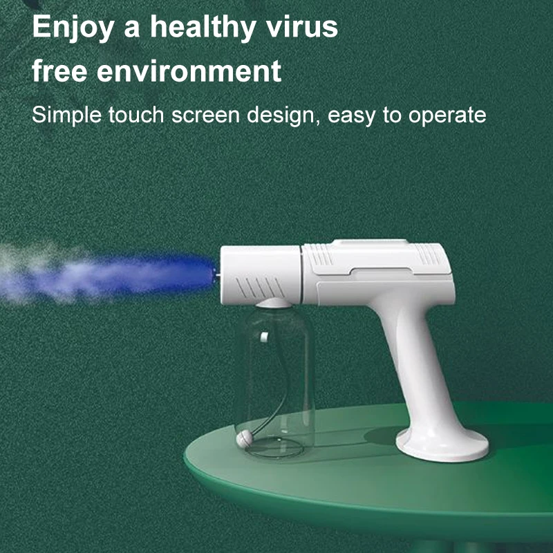 650ML Wireless Electric Sanitizer Sprayer Disinfects Nano Blue Light Steam Spray Gun Sterilizing Nano Spray Gun For Home Office
650ML Wireless Electric Sanitizer Sprayer Disinfects Nano Blue Light Steam Spray Gun Sterilizing Nano Spray Gun For Home Office