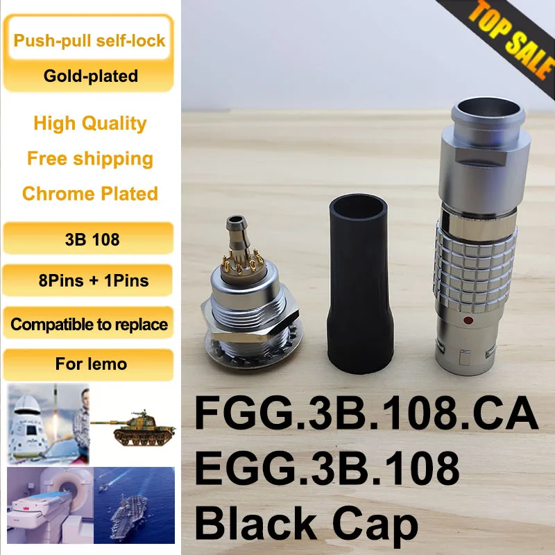 

Бесплатная доставка Для LEMO FGG 3B 8 контактов + 1 контактный разъем, круглые нажимные разъемы, прямой штекер, Лидер продаж, оптовая продажа