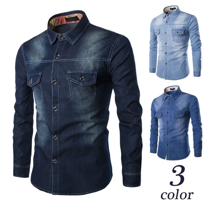 European Style Autumn Plus Size 4xl 5xl 6xl Mens Denim Shirts Casual Slim Fit Long Sleeve Black Social Button Shirt Boys Tops
European Style Autumn Plus Size 4xl 5xl 6xl Mens Denim Shirts Casual Slim Fit Long Sleeve Black Social Button Shirt Boys Tops