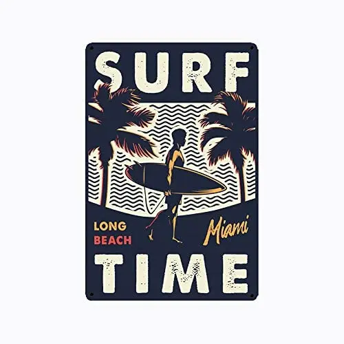 Metal Tin Sign Surfing Time Long Beach Miami Suitable for Bar Milk Tea Shop Cafe Garage Wall Decoration Retro Metal Tin Sign
Metal Tin Sign Surfing Time Long Beach Miami Suitable for Bar Milk Tea Shop Cafe Garage Wall Decoration Retro Metal Tin Sign