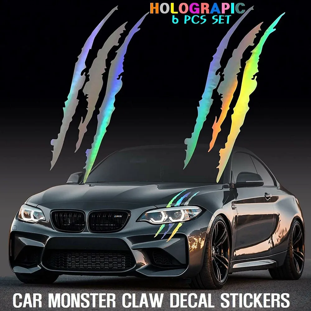 6PCS Auto Car Stickers Reflective Monster Claw Marks Scratch Stripe Marks Auto Headlight Decal Dinosaur Raptor Scratches Decor
6PCS Auto Car Stickers Reflective Monster Claw Marks Scratch Stripe Marks Auto Headlight Decal Dinosaur Raptor Scratches Decor
