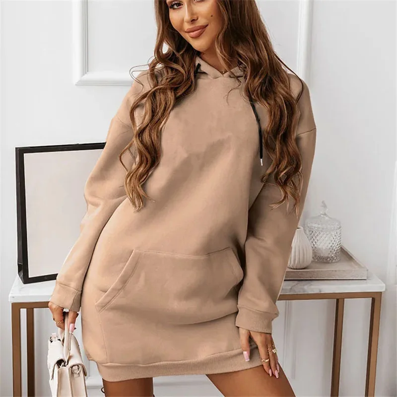 2022 Autumn Winter Sport Women's Dress Hoodies Long Sleeve Pocket Casual Dresses Female New Black Loose Fashion Clothes Ladies
2022 Autumn Winter Sport Women's Dress Hoodies Long Sleeve Pocket Casual Dresses Female New Black Loose Fashion Clothes Ladies