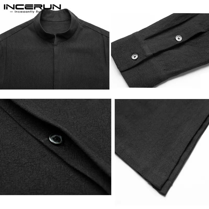 INCERUN Men Shirt Long Sleeve Stand Collar Cotton Tops Men Solid Color Casual Streetwear Men Long Shirts Camisa Masculina 2021
INCERUN Men Shirt Long Sleeve Stand Collar Cotton Tops Men Solid Color Casual Streetwear Men Long Shirts Camisa Masculina 2021