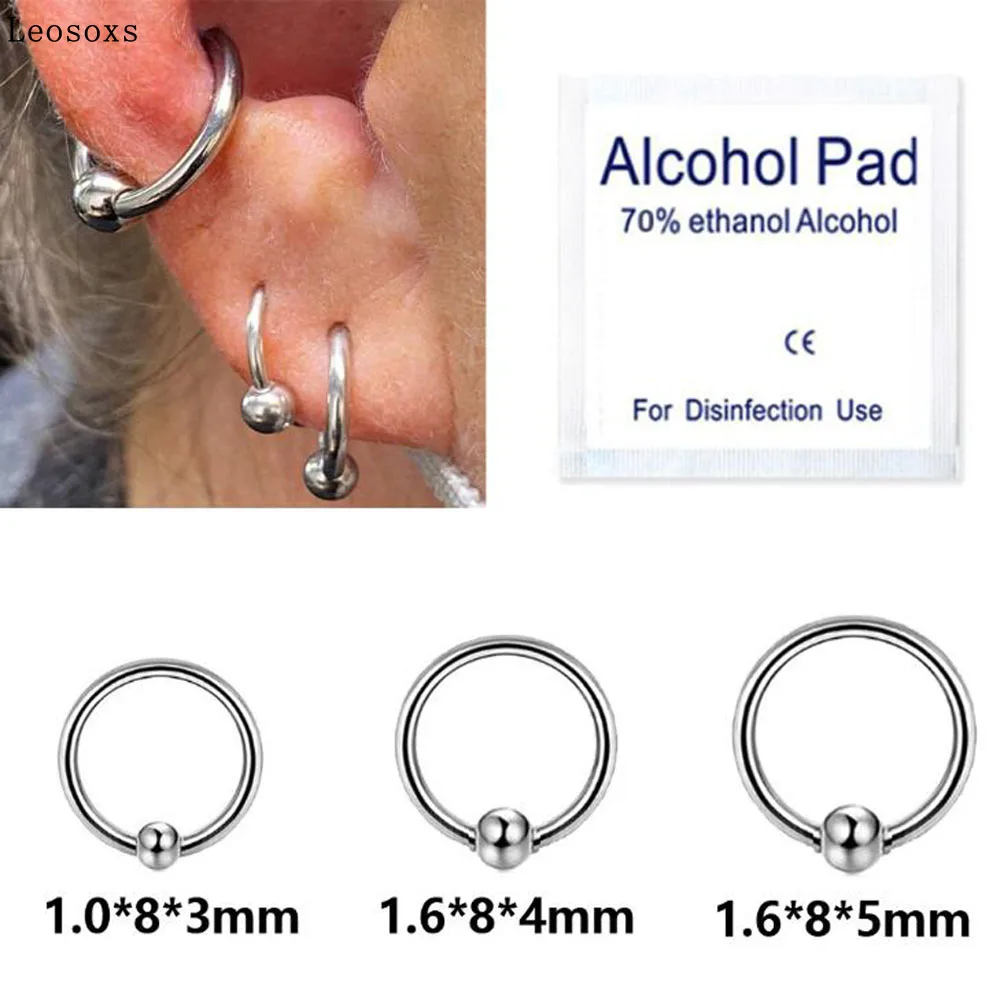 

Leosoxs 1 Set Explosive Stainless Steel Piercing Jewelry Ear Bone Nails Nose Ring Lip Nails Alcohol Cotton 4-piece Ins Set