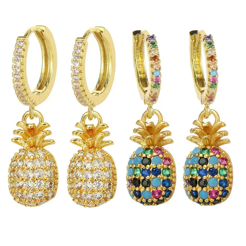 

1pair Romantic Pineapple Earring Hoop Exquisite Earrings Drop Luxury Earring Studs Fashion Jewelry Woman Gift