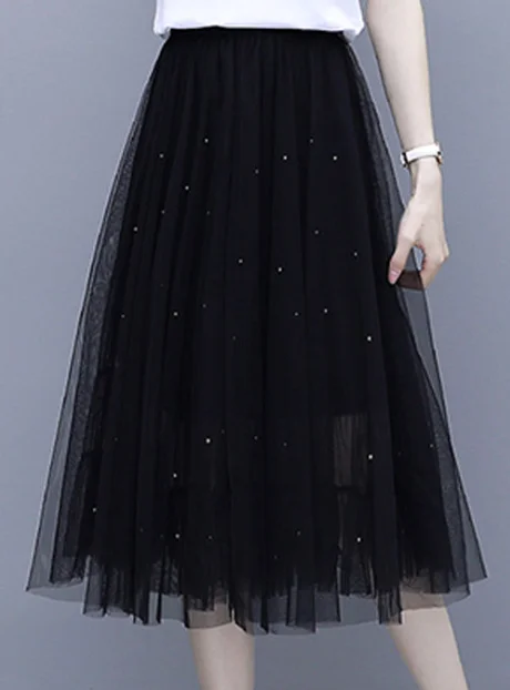 Summer Women Tulle Skirt Pleated Skirt Black High Waist Midi Skirts Thin Chiffon Mesh Yarn loose Long Skirts Women Shirt
Summer Women Tulle Skirt Pleated Skirt Black High Waist Midi Skirts Thin Chiffon Mesh Yarn loose Long Skirts Women Shirt