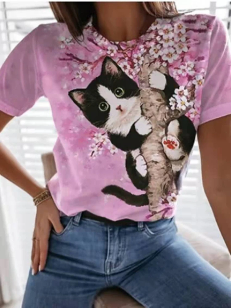 2021 Fashion O-neck Casual 3D Printing Loose Cartoon Tee for Woman Summer Lovely Cat Short Sleeve Women T-shirt
2021 Fashion O-neck Casual 3D Printing Loose Cartoon Tee for Woman Summer Lovely Cat Short Sleeve Women T-shirt