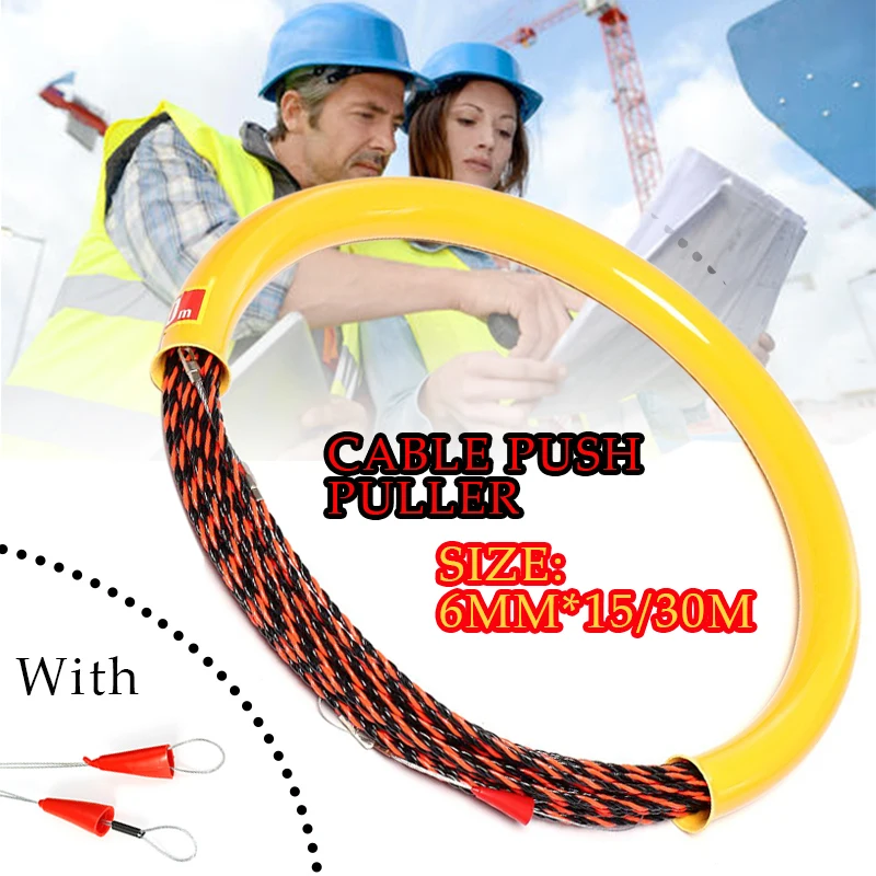 6mm 15/30M Cable Electrician Threading Device Cable Wire Puller Rodder Conduit Snake Cable Installation Tool Fish Tape
6mm 15/30M Cable Electrician Threading Device Cable Wire Puller Rodder Conduit Snake Cable Installation Tool Fish Tape