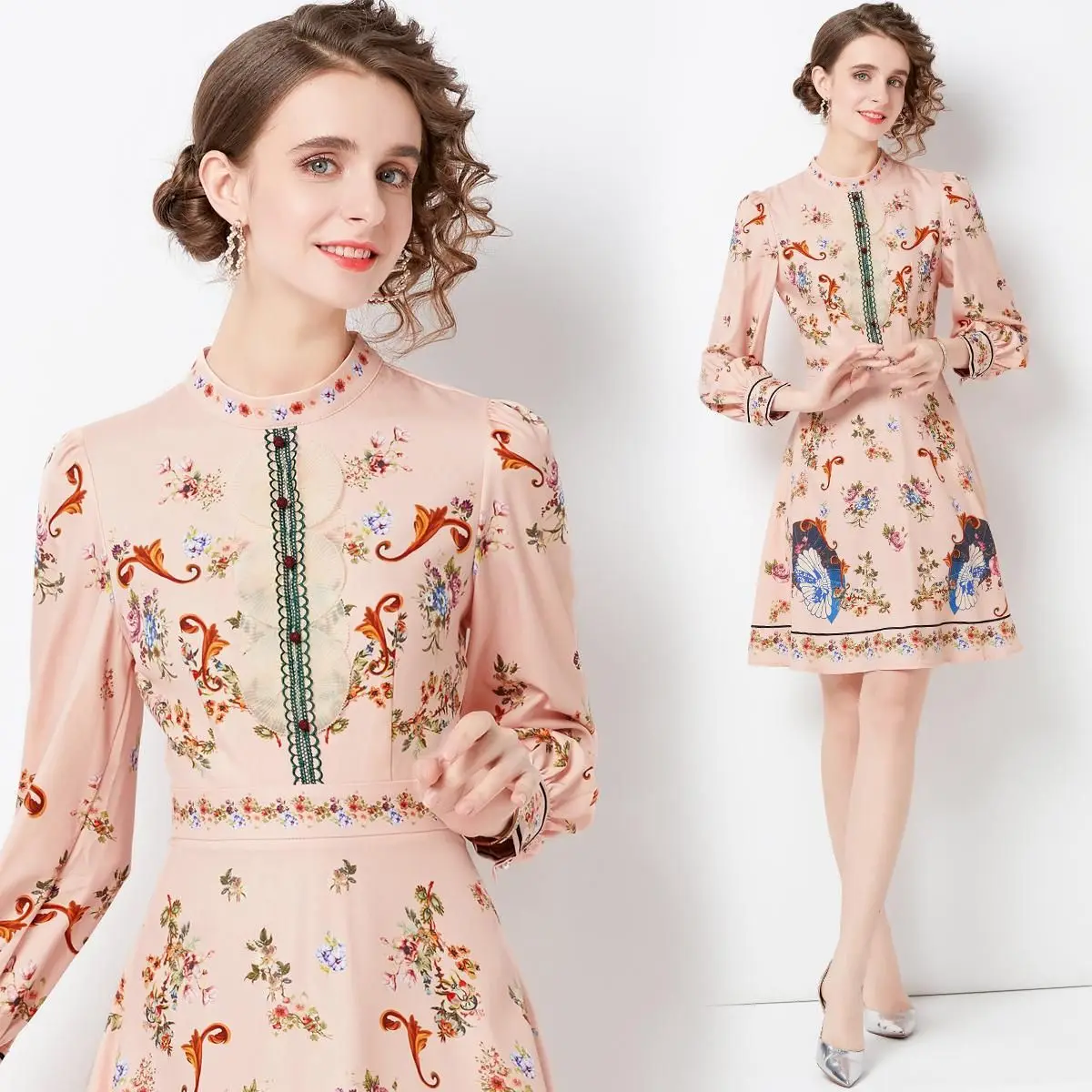 2022 Spring and Autumn runway women Stand Collar dress fashion elegant Print Long Sleeve Office Ladies Mini A-line Vestidos 7072
2022 Spring and Autumn runway women Stand Collar dress fashion elegant Print Long Sleeve Office Ladies Mini A-line Vestidos 7072