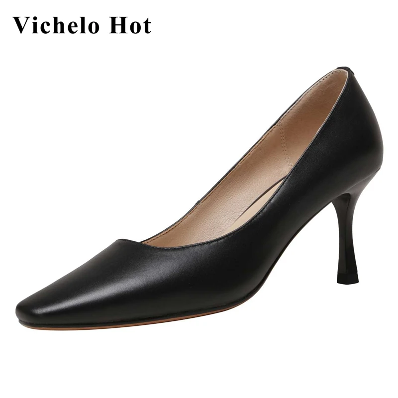 Vichelo Hot 2021 spring new arrival full grain leather square toe high heels three colors simple design solid women pumps L01
Vichelo Hot 2021 spring new arrival full grain leather square toe high heels three colors simple design solid women pumps L01
