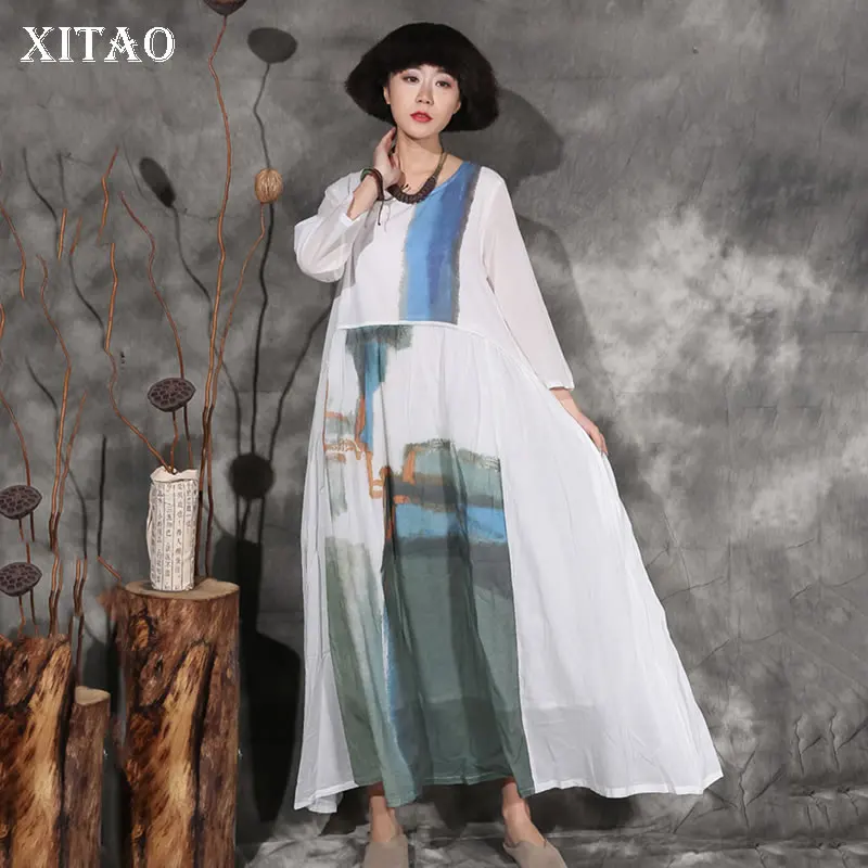 XITAO Print Pattern Patchwork Swing Dress Summer New Three Quarter O-neck Loose Casual Refreshing Mid-length Dress CLL1181 
XITAO Print Pattern Patchwork Swing Dress Summer New Three Quarter O-neck Loose Casual Refreshing Mid-length Dress CLL1181