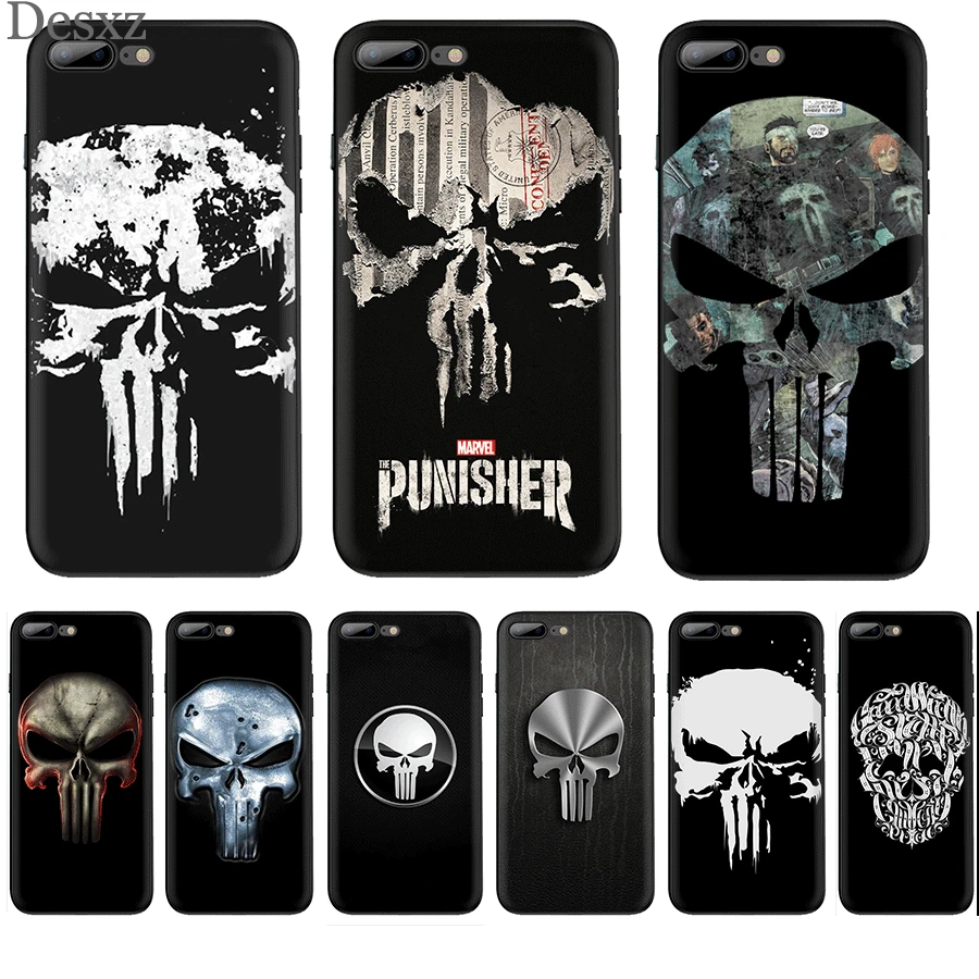 Чехол для телефона iPhone 7 8 6s 6 Plus 11 Pro X XR XS Max 5 SE 5S Модный чехол Marvel Каратель
