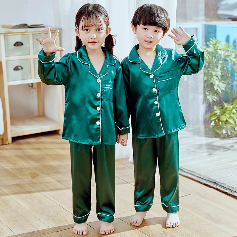 Spring Summer Silk Satin Kids Pyjamas Long Sleeve Pajamas Set Childrens Causal Girls Boys Leisure Nightwear Soft Teen Pijamas
Spring Summer Silk Satin Kids Pyjamas Long Sleeve Pajamas Set Childrens Causal Girls Boys Leisure Nightwear Soft Teen Pijamas
