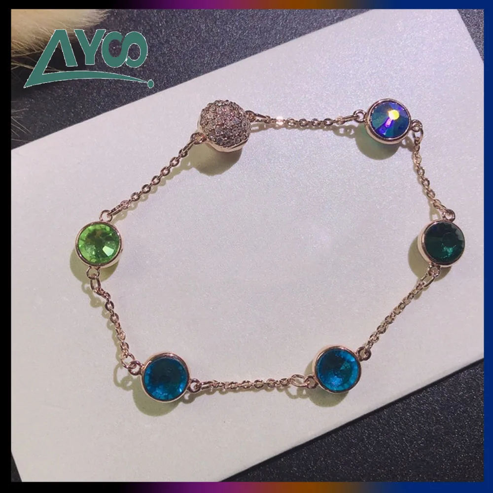 SWA Fashion Jewelry Charming Sweet Simple Rainbow Tone Crystal Bracelet Purple Blue Crystal Invisible Magnetic Clasp Bracelet
SWA Fashion Jewelry Charming Sweet Simple Rainbow Tone Crystal Bracelet Purple Blue Crystal Invisible Magnetic Clasp Bracelet