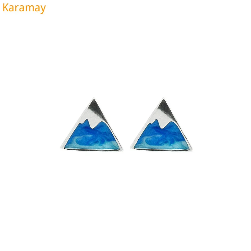S925 pure silver Fuji Mountain Earrings drop glaze gradient blue iceberg Triangle Earrings simple silver jewelry women
S925 pure silver Fuji Mountain Earrings drop glaze gradient blue iceberg Triangle Earrings simple silver jewelry women