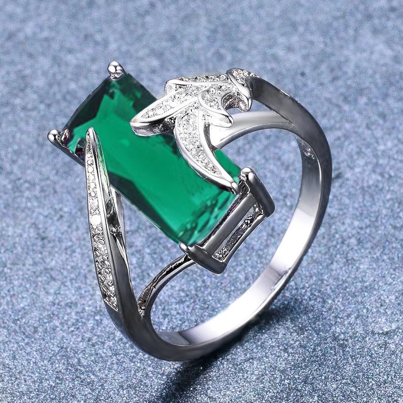 Elegant Silver Color Big Green Rectangle Shaped Crystal Ring Inlaid Shiny AAA CZ Rhinestone for Women Party Jewelry
Elegant Silver Color Big Green Rectangle Shaped Crystal Ring Inlaid Shiny AAA CZ Rhinestone for Women Party Jewelry