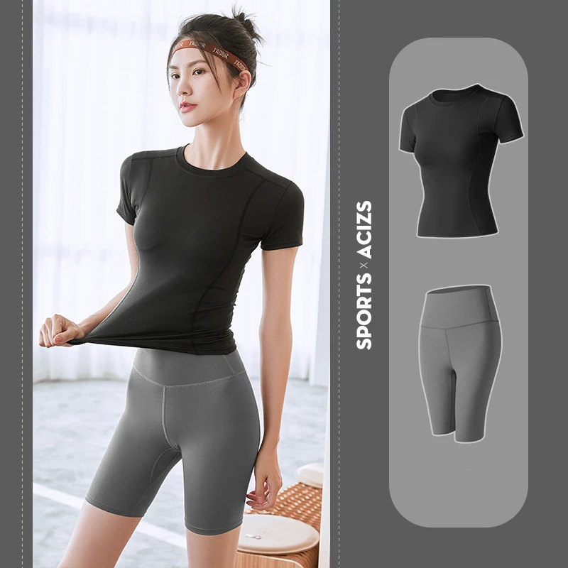 Short-sleeved Five-point Pants Fitness Suit Women High Waist Stretch Bottoming Hip-lifting Running Sports Yoga Suit Women
Short-sleeved Five-point Pants Fitness Suit Women High Waist Stretch Bottoming Hip-lifting Running Sports Yoga Suit Women