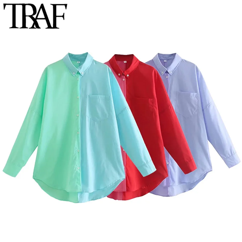 TRAF Women Fashion Oversized Contrast Blouses Vintage Long Sleeve Button-up Female Shirts Blusas Chic Tops
TRAF Women Fashion Oversized Contrast Blouses Vintage Long Sleeve Button-up Female Shirts Blusas Chic Tops