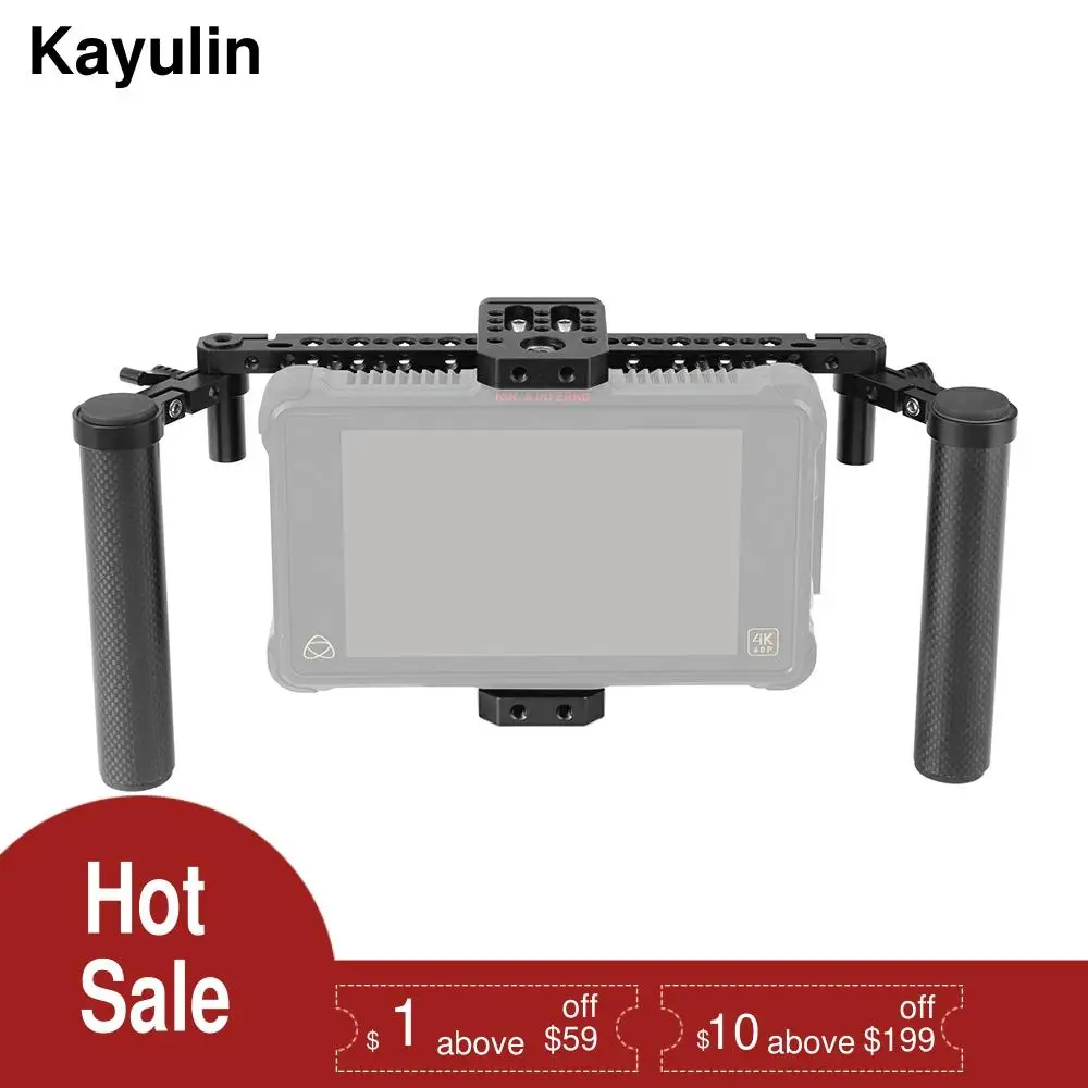 Kayulin Adjustable 7" 5“ Monitor Cage Rig With Dual Carbon Fiber Handle & Support Bracket Accessory For SmallHD 700 Series
Kayulin Adjustable 7" 5“ Monitor Cage Rig With Dual Carbon Fiber Handle & Support Bracket Accessory For SmallHD 700 Series