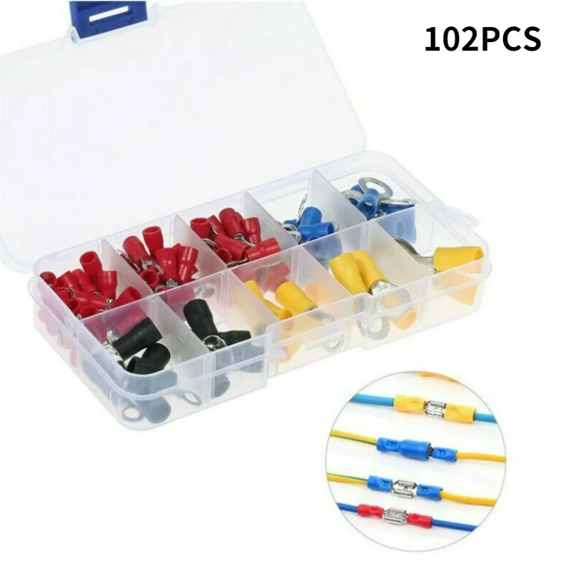 102pcs Boxed Terminal Block RV1.25/2/3.5/5.5 Ring Terminal Electrical Crimping Connector Kit 10 Specifications
102pcs Boxed Terminal Block RV1.25/2/3.5/5.5 Ring Terminal Electrical Crimping Connector Kit 10 Specifications