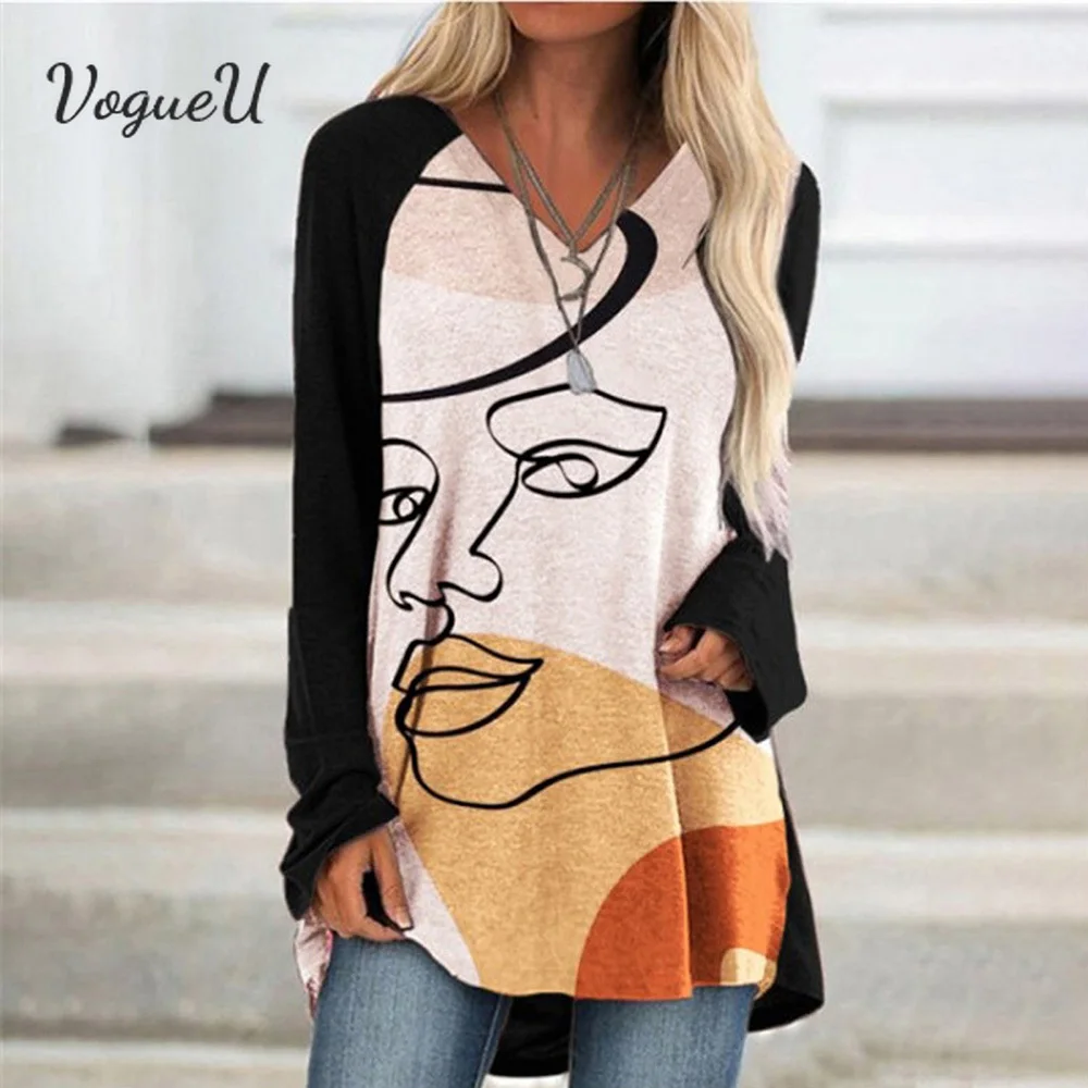Women T-Shirt Long Sleeve V-Neck Face Abstract Print Tshirt Loose Top Autumn Fashion Casual Personality Plus Size Spring Shirts
Women T-Shirt Long Sleeve V-Neck Face Abstract Print Tshirt Loose Top Autumn Fashion Casual Personality Plus Size Spring Shirts
